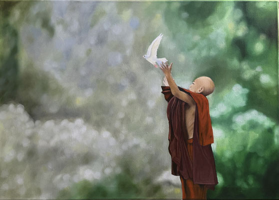 Give Peace a Chance, Öl auf Leinwand, Keilrahmen: 70 x 50 cm, 420,- (mit Schattenfugenrahmen, weiss)