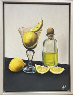 Zitronen im Glas, Öl auf Leinwand, Keilrahmen: 30 x 40 cm, verkauft