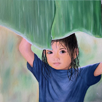 MINH (die Erleuchtete), Öl auf Leinwand  Keilrahmen: 40 x 40 cm (Vorlage Pinterest), 240,- €