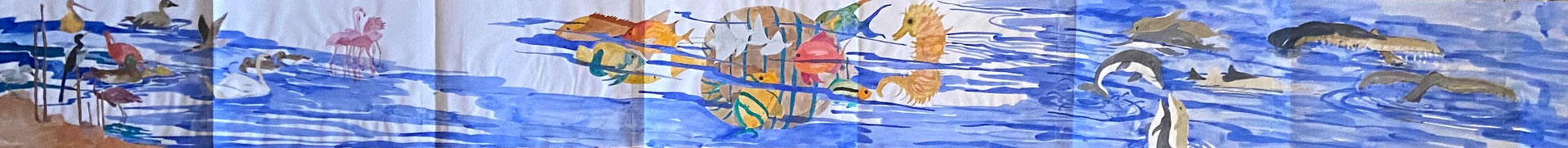Wasserlandschaft, Shihab Vaippipadath, undatiert, Aquarell, Papier, 210x21cm, ID1751