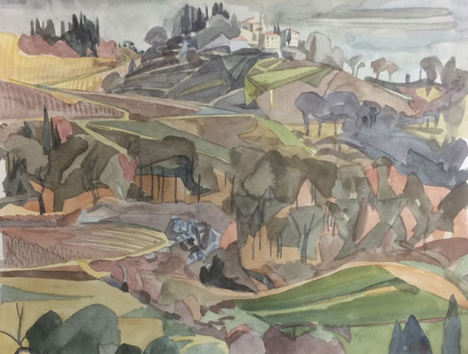 Lucarelli (Radda in Chianti), Otto Eberhardt, 1986, Aquarell, Papier, 41x31cm, ID1569