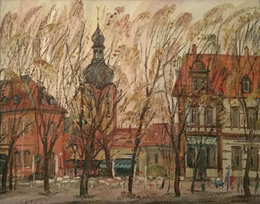 Schlossplatz und Hirsch, Alexandr Zlatkin, undatiert, Öl, Leinwand, cm, ID1493
