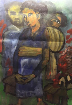 Blaue Frau, Shihab Vaippipadath, 2002, Acryl, Leinwand, 99x150cm, ID1605