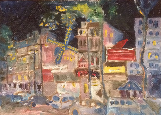 Moulin Rouge Paris, Shihab Vaippipadath, 1999, Öl, Leinwand, 25x18cm, ID1647