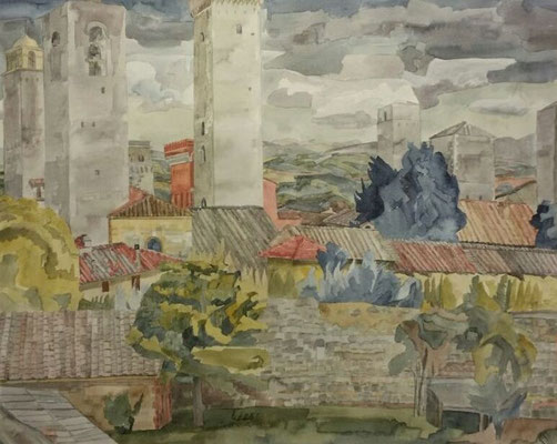 San Gimignano V, Otto Eberhardt, 1994, Aquarell, Papier, 65x53cm, ID1455