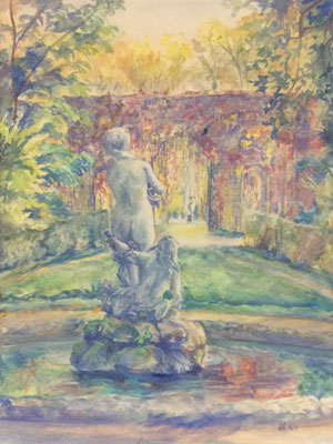 Schlosspark, Galatea, Otto Eberhardt, 1954, Aquarell, Papier, 41,5x54,8cm, ID1320