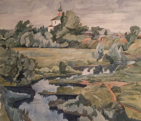 Karovniki Suzdal, Otto Eberhardt, 1999, Aquarell, Papier, 44x38,5cm, ID1702