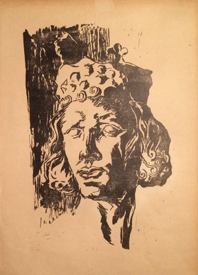 König, Otto Eberhardt, 1950, Linoliumschnitt, Papier, 30,5x43cm, ID1614