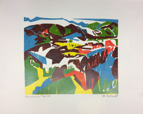 Bärenbrunner Tal, Otto Eberhardt, 1987, Holzschnitt, Papier, 47,5x39,5cm, ID1266
