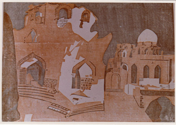 Assuan, Arabischer Friedhof, 1961, Otto Eberhardt, 1961, Holzschnitt, Papier, 74x52, ID1163