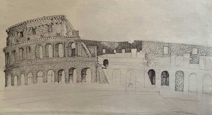 Colosseum, Shihab Vaippipadath, undatiert, Zeichnung, Papier, 49x31cm, ID1745