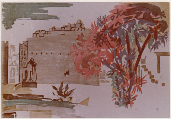 Karnak, 8. Pylon, Otto Eberhardt, 1961, Holzschnitt, Papier, 74x52, ID1178