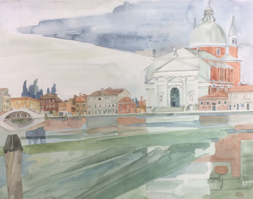 Il Redentore v. Zattere-Calle del Zucaro, Otto Eberhardt, 1996, Aquarell, Papier, 44,5x39,7cm, ID1561