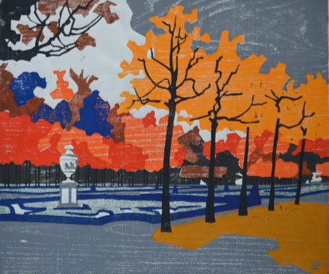 Schlosspark, Otto Eberhardt, 2001, Holzschnitt, Papier, 62x52cm, ID1276