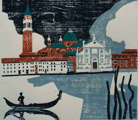 San Giorgio Maggiore, Otto Eberhardt, 1997, Holzschnitt, Papier, 54x50cm, ID1274