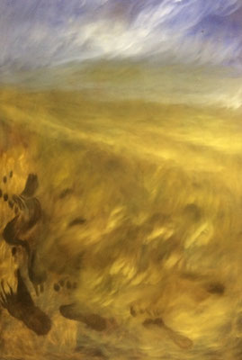 Footstep on seashore, Shihab Vaippipadath, 2002, Öl, Leinwand, 80x123cm, ID1282