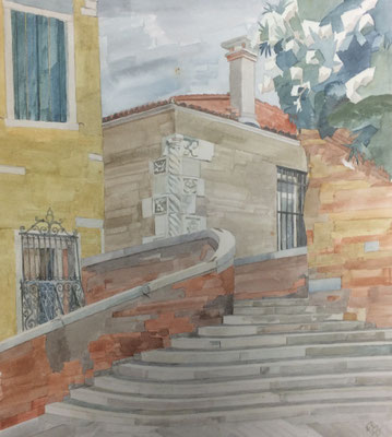 Campiello Barbaro II, Otto Eberhardt, 1996, Aquarell, Papier, 36x41cm, ID1540