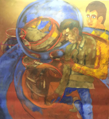 Zwei Männer, Shihab Vaippipadath, 2002, Öl, Leinwand, 149x173cm, ID1601