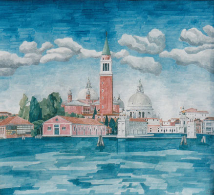 San Giorgio Maggiore und Salute von Riva die Partigiani, Otto Eberhardt, 2009, Aquarell, Papier, 74,5x67,5cm, ID1153
