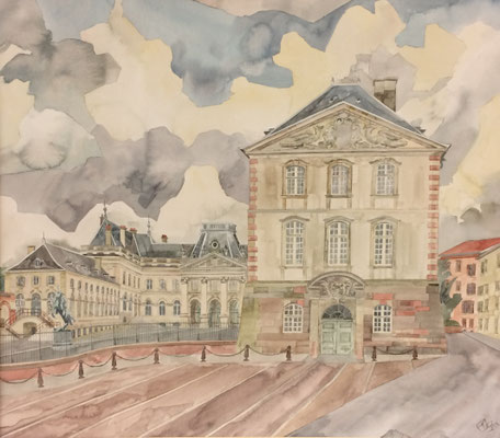 Lunéville, Château côté ville, Otto Eberhardt, 1995, Aquarell, Papier, 69,5x53,5cm, ID1315