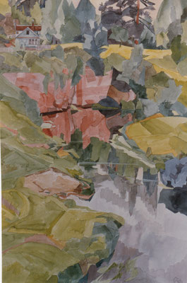 Siverskij v Fabrikweg, Otto Eberhardt, 1996, Aquarell, Papier, 43,5x66cm, ID1087