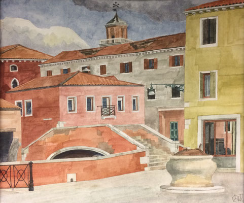 Campo de San Basegio v. Calle die Venti, Otto Eberhardt, 2002, Aquarell, Papier, 45x37,8cm, ID1527