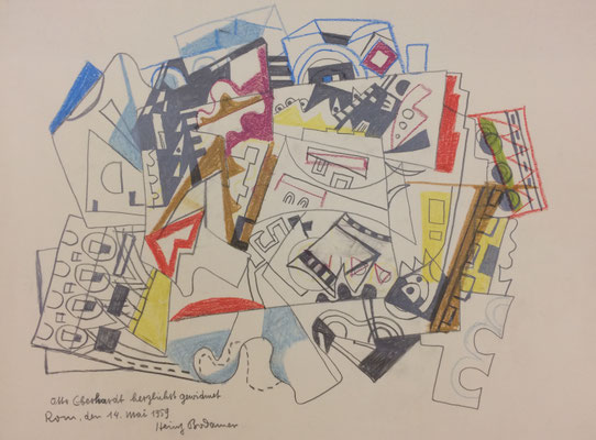 Abstrakt 2, Heinz Bodamer, 1954, Farbzeichnung, Papier, 66x48, ID1313