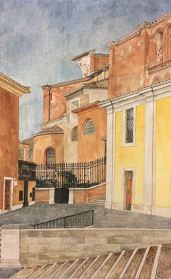 Capitol mit Aracoeli, Otto Eberhardt, 2007, Aquarell, Papier, 47x75cm, ID1357