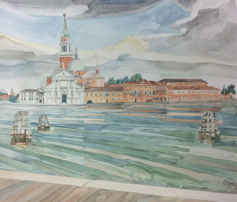 S. Giorgo Maggiore von Zattere ai Saloni, Otto Eberhardt, 1995, Aquarell, Papier, 60x52,5cm, ID1556