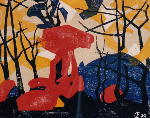 Teufelstisch, Otto Eberhardt, 1979, Holzschnitt, Papier, 60x48cm, ID1188