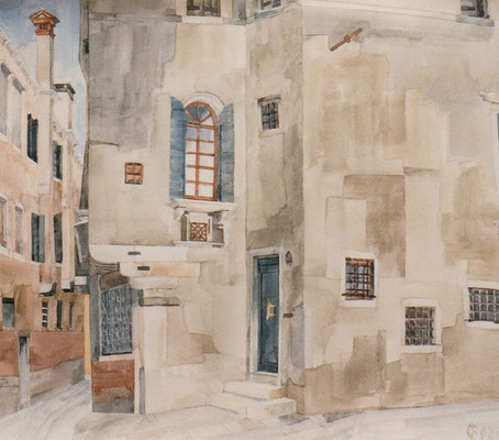 Campiello del Sole, Otto Eberhardt, 1997, Aquarell, Papier, 38,4x44cm, ID1158