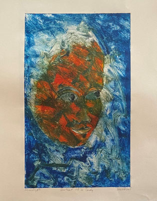 Portrait of a Lady in blue, Shihab Vaippipadath, 2001, , Papier, 28x45cm, ID1728