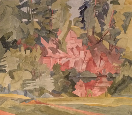 Siversky River with Rock III, Otto Eberhardt, 1996, Aquarell, Papier, 44x38,5cm, ID1659