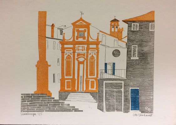 Sinalunga, Otto Eberhardt, 1969, Holzschnitt, Papier, 63x48,5, ID1278