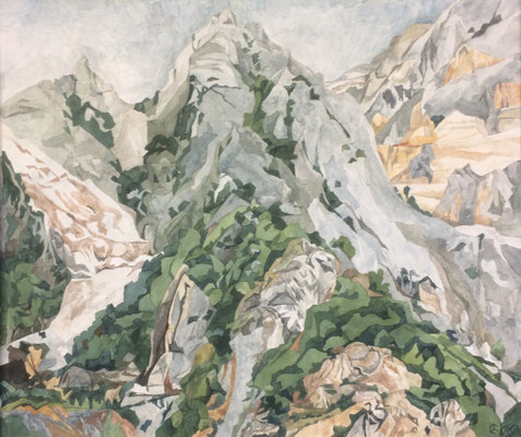 Carrara Berge von Bedizzano, Otto Eberhardt, 2006, Aquarell, Papier, 60x53cm, ID1196