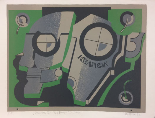 Technoide I, Otto Mindhoff, 1996, Druck, Papier, 70x54cm, ID1311