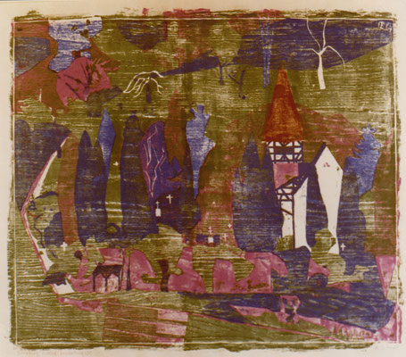 Neuenbürg, Friedhof, Otto Eberhardt, 1964, Holzschnitt, Papier, 90,2x75cm, ID1169