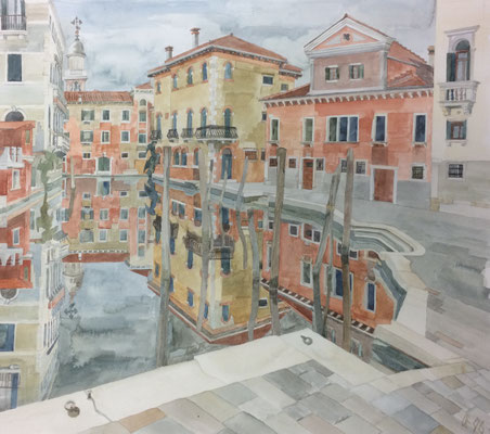 Rio e Fondamenta del Malcanto, Otto Eberhardt, 1996, Aquarell, Papier, 60x52,5cm, ID1543