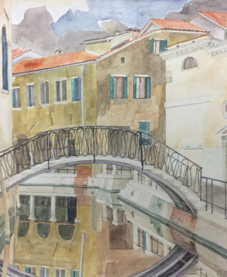 Sottoportego de le Colonete, Otto Eberhardt, 1998, Aquarell, Papier, 39x47,2cm, ID1546