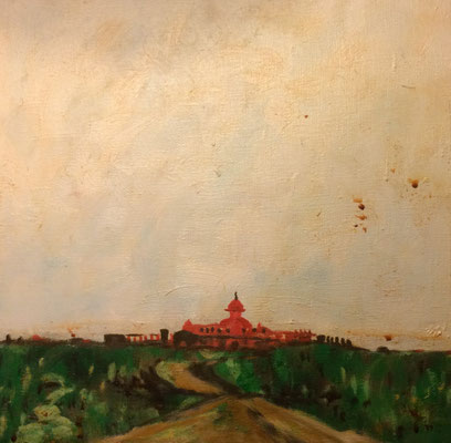 Temple, Shihab Vaippipadath, undatiert, Öl, Leinwand, 29,5x29,5cm, ID1625