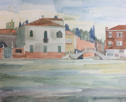 Giudecca von Zattere ai Saloni, Otto Eberhardt, 1996, Aquarell, Papier, 41,5x36cm, ID1564