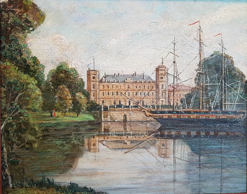 landscape with ship, Alexandr Zlatkin, 2017, Öl, Leinwand,  ca 40x30, ID1149