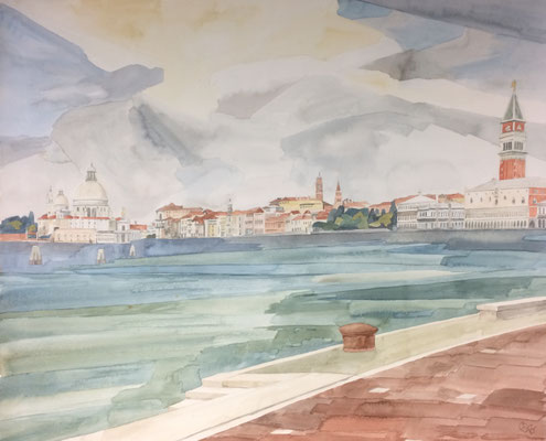 Venedig von Riva die Selle Martiri, Otto Eberhardt, 1996, Aquarell, Papier, 70,9x58cm, ID1535