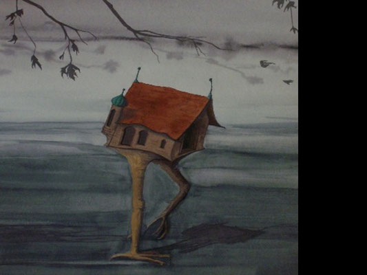 "Die Hütte auf Hühnerfüßen (Baba-Jaga)", Norbert, Aquarell, Papier, , ID1346