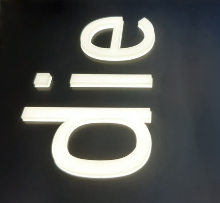 3D Buchstaben duchgesteckt und hinterleuchtet