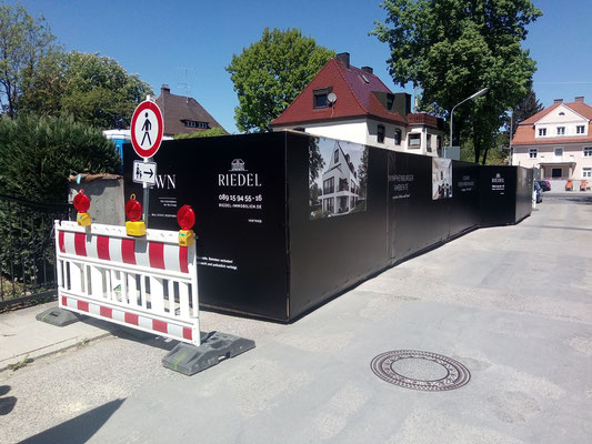 Zaun mit LKW Plane bedruckt München Savoyenstraße