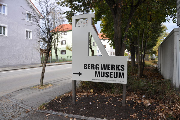 Aluminium Standschild gelasert Bergwerk Penzberg