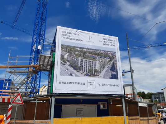 Containerbanner München Bodenseestraße 6x6m