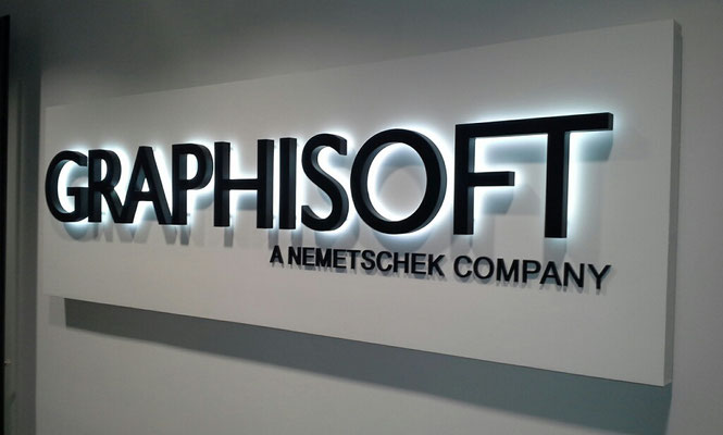 Graphisoft München Leuchtschrift LED 30mm Rückleuchtend