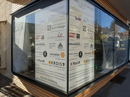 LED Textilwand Schaufenster Ecklösung